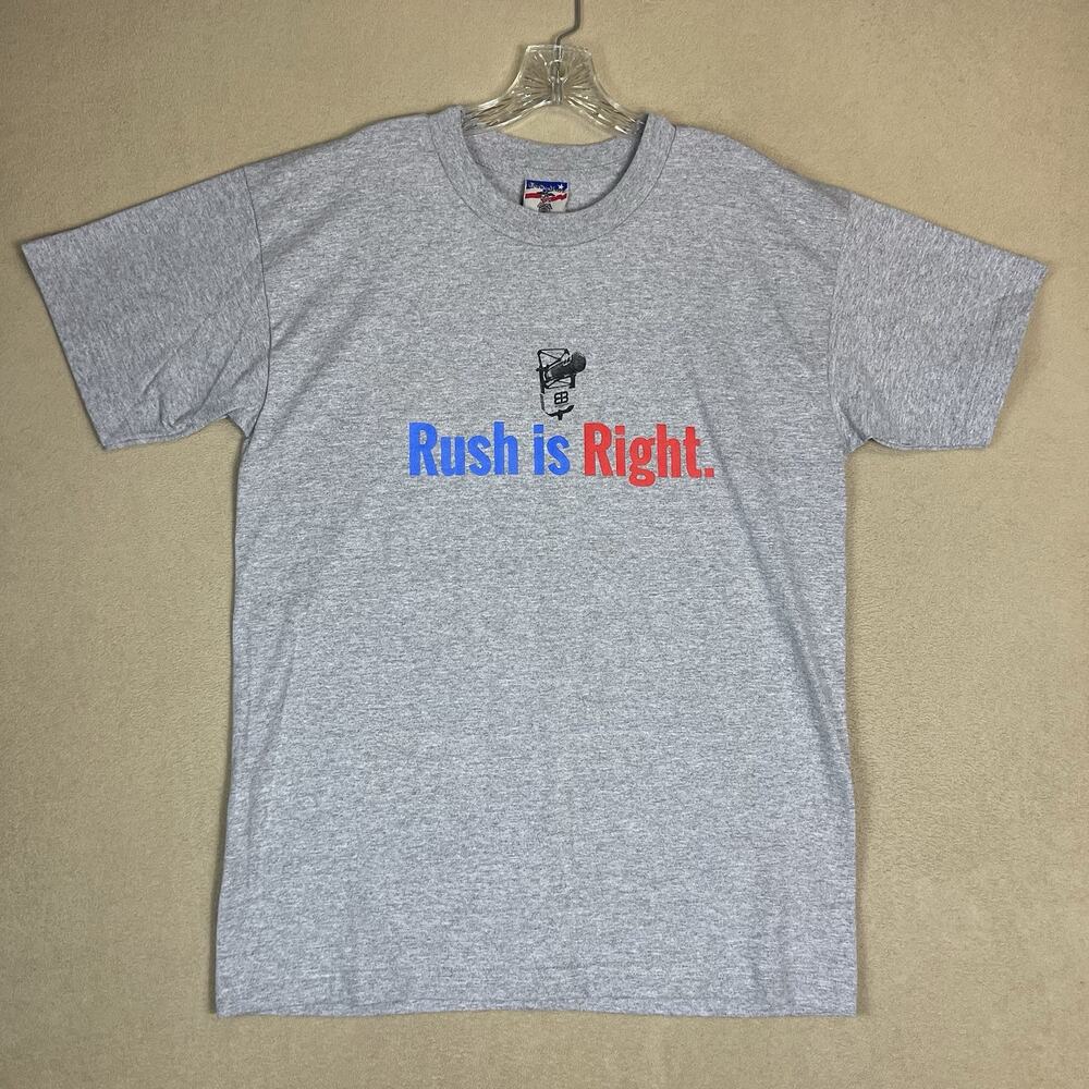 Union‎ Made Tee Mens L Gray Rush Is Right Graphic Short Sleeve Crew Neck Vintage